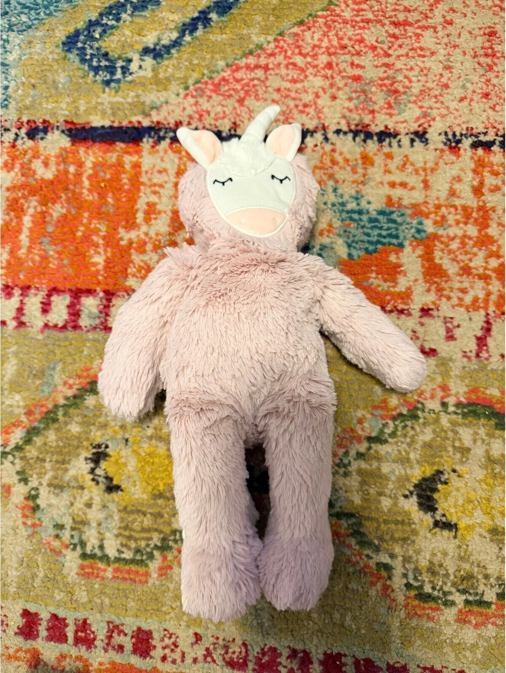 Slumberkins Unicorn Snuggler Plush Lovey Authenticity Rose Mauve Pink 14"